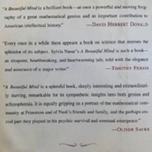 A Beautiful Mind : A Biography of John Forbes Nash, Jr. Hardcover - Picture 3 of 3